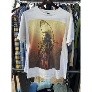 OBEY T-Shirt M Men's Burmese Monk White Tee w/ Graphic Design. Buddha Meditation
